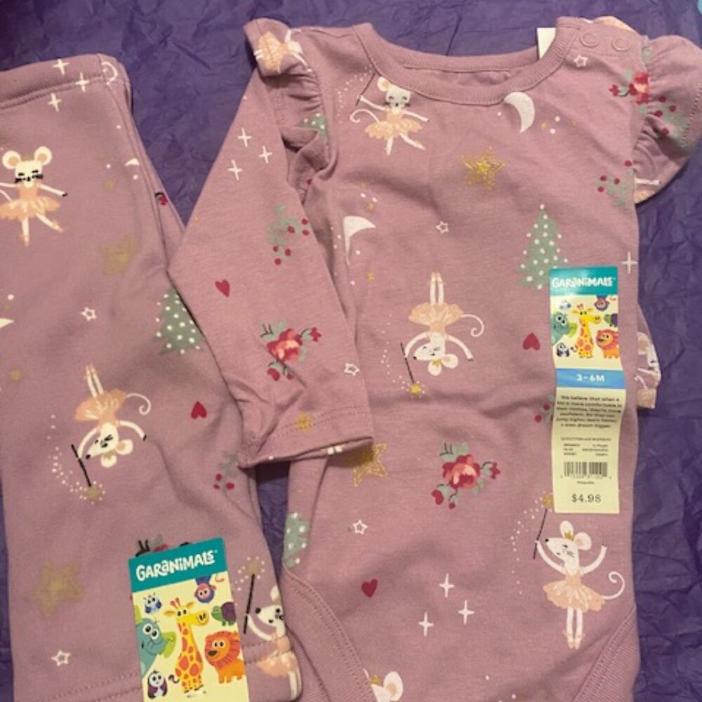 GARANIMALS PURPLE LONG SLEEVE AND PANTS SET SIZE: 3-6 months - Picture 4 of 6